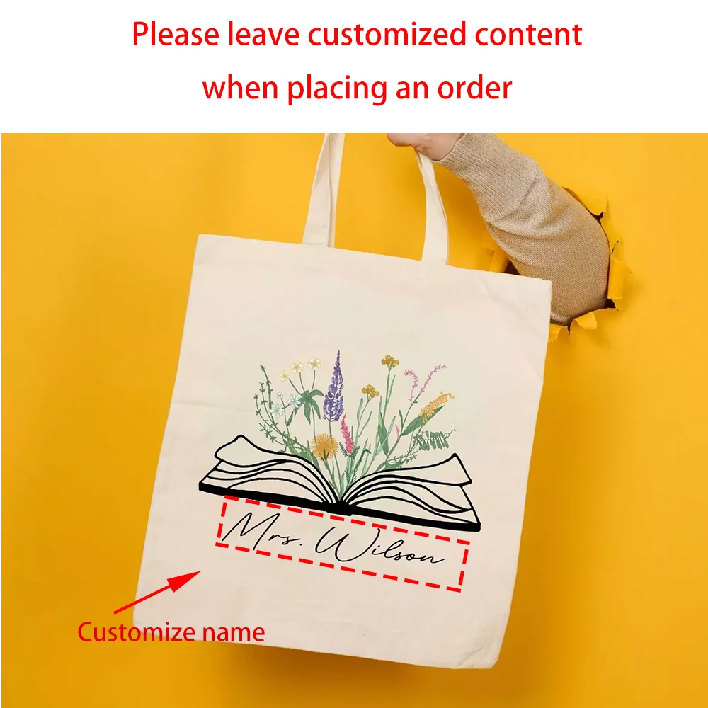 Personalized Teacher Canvas Tote Bag Custom Gift for Students Back To School Supplies Decoration Supplies School canvas bags