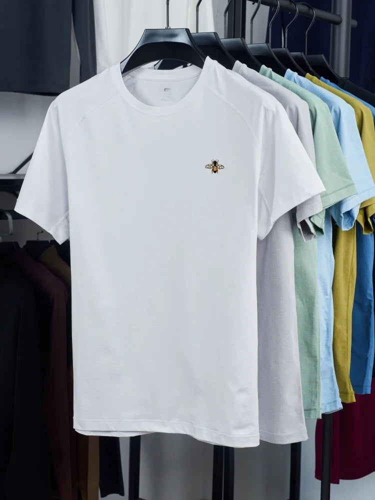 New Men's 100% Cotton Fashion Round Neck Short Sleeve T-shirt for Summer 2026, Business, Leisure, Comfortable and Breathable