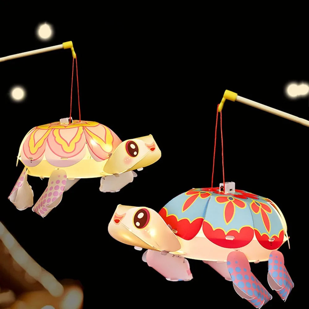 Cartoon Middle Autumn Festival Lantern LED Light Cute Festival Lantern Material Kits Luminous DIY Craft Hanging Lamps
