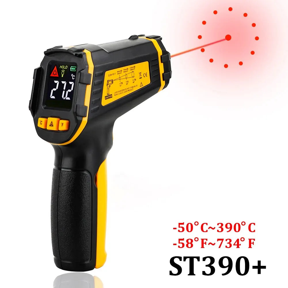 Digital Infrared Thermometer Laser Temperature Meter Non-contact Pyrometer Imager Hygrometer IR Termometro Color LCD Light Alarm