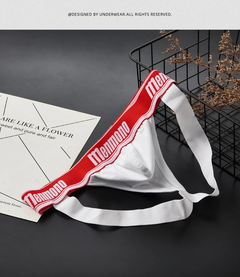 Men's thong pants  cotton double buttocks low waist sexy bullet separation design comfortable  simple white shorts