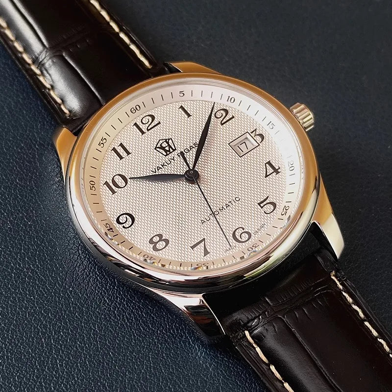 Men's Automatic Watch, Business Haiou ST2130 Caliber, Burnt Blue Ultra-Thin Hands with Date Display