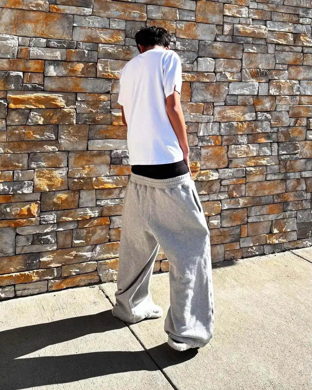 Grey pair of trousers sweatpants men and women gothic hip-hop embroidered embroidered pants casual elastic waist jogging pants