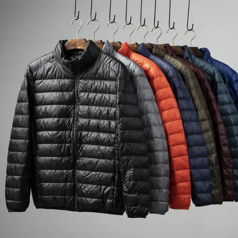 Portable Lightweight Short down Jacket for Men Autumn Winter Cotton Padded Stand Collar Casual Warm Elderly Friendly Outerwear