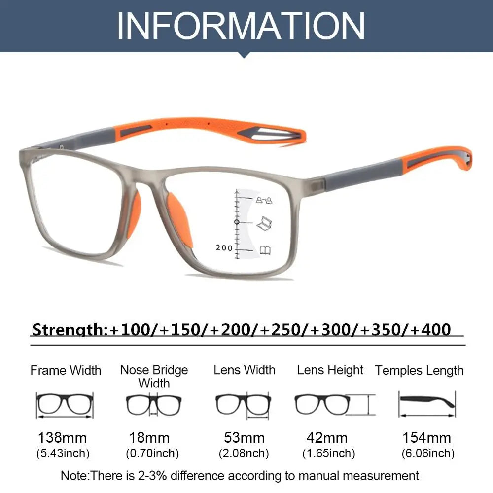 Simple Progressive Multifocal Eye Protection Sports Reading Glasses Presbyopic Eyewear Ultra Light Glasses Anti-Blue Light