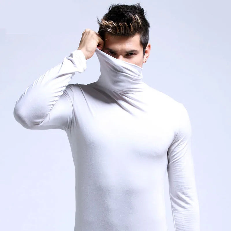 Thermal Underwear Tops Men Spring Clothes Thermal Shirt Autumn Men's Winter Tights High Neck Thin Slim Fit Long Sleeve T-shirt