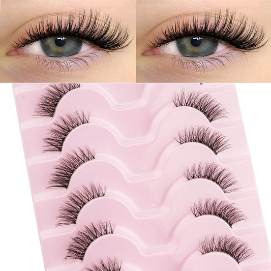 YSDO 3/7/10 Pair Half Eye Lashes Soft Natural Fake Lashes Look Short Wispy Clear Band Fox Eye Lash Faux 3d Mink Eyelashes Makeup