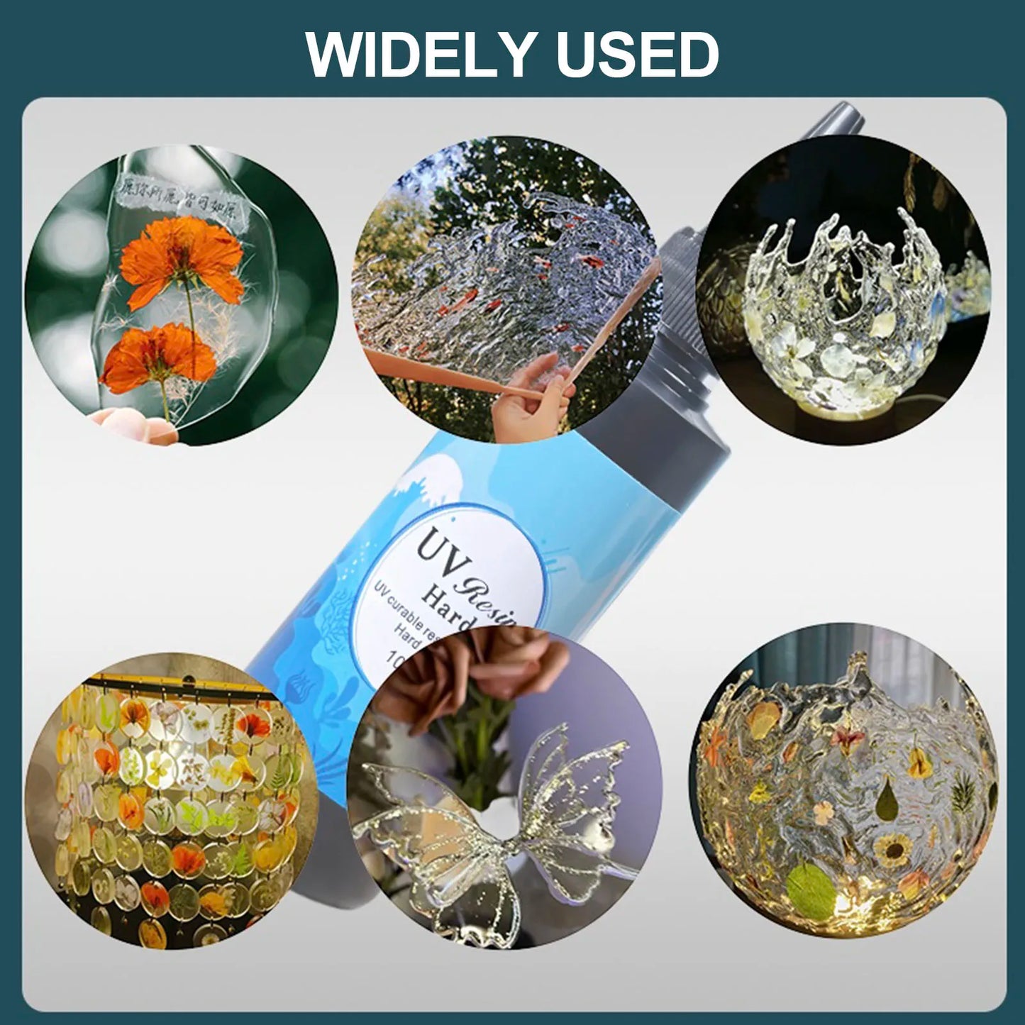 UV Resin Glue 10g/20g/50g/100g/200g Epoxy Resin and UV Lamp High Transparency Fast Drying and High Hardness for DIY Jewelry