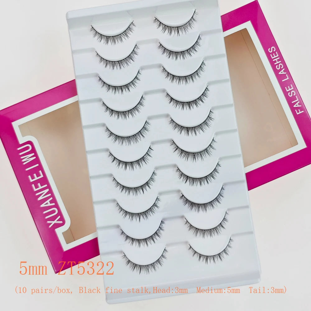 Xuanfeiwu Natural Short Style No-Makeup Look Sparse Full-Strip Ultra-Natural Realistic One-Piece Natural-Looking False Eyelashes DIY Self-Application Beginner Light Makeup Eyelashes