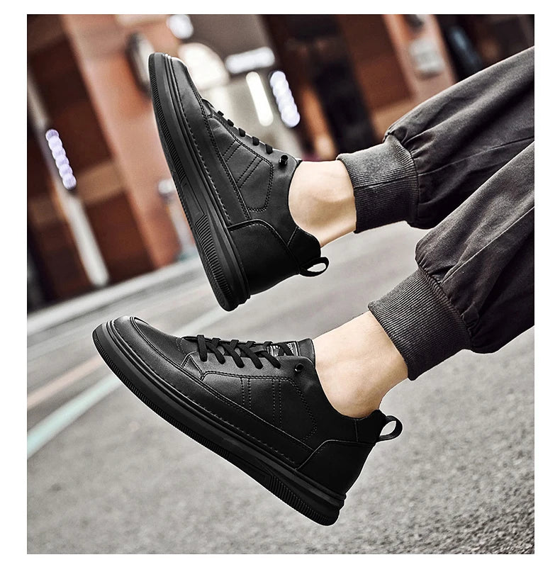 Spring Autumn Men's Inner Heightening Shoes Leather Sports Casual Shoes Invisible Height Increasing Shoes Men Sport Elevator 8CM