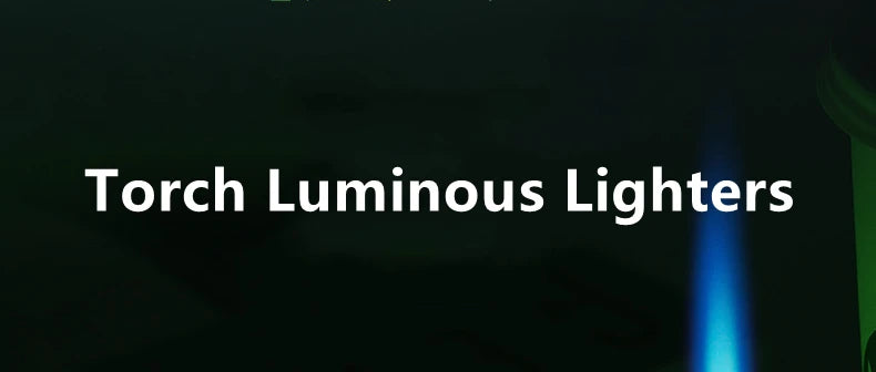Luminous Lighter Butane Gas Lighter Straight Jet Blue Flame Glowing Lighters Smoking Lighter Cigar Accessories Men's Gift