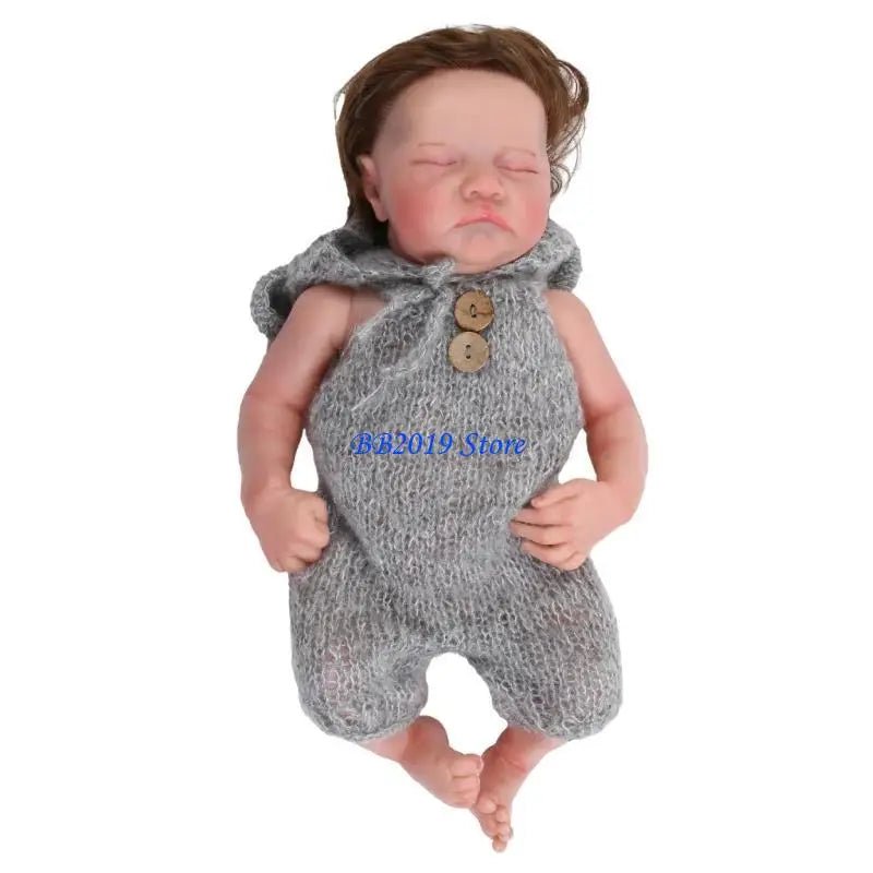 Q0KB 18-inch Reborns Baby Doll Newborn Boy Girl Realistic Sleeping Infant Soft Silicone Full Body Babies Toy Gift