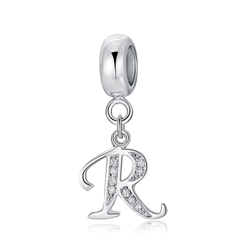 925 Sterling Silver Charms Original Letter Alphabet A-Z Pendant Beads Fit Brand Bracelets Necklaces Diy Jewelry For Women