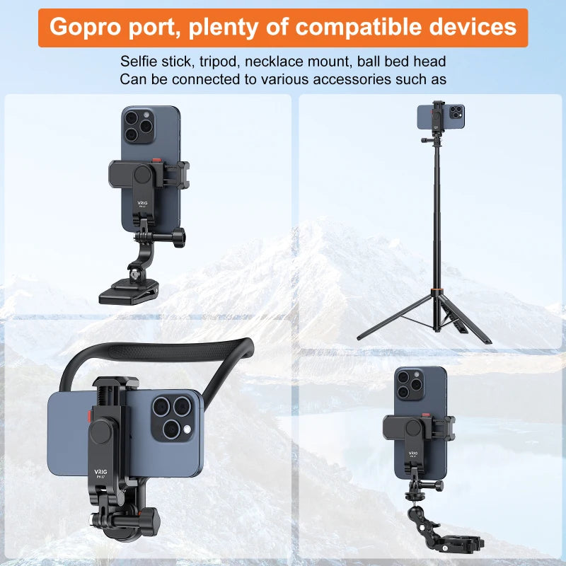 PH17 Multi-functional Phone Tripod Mount Phone Holder Phone Clamp 360° Rotatable with Dual Cold Shoe Mounts Accessories