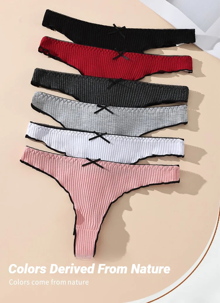 3Pcs Women's Thong Low-rise Panties Solid Color Lingerie Sexy Thongs Fashion Casual Underwear Comfort Fit Women's Tangas