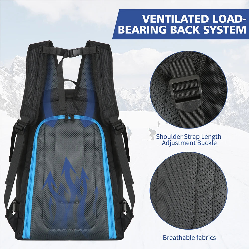 Ski Boot Backpack for Ski Travel, Wet Dry Separation Keeps Boots and Gear Organized, Large Capacity Water-Resistant Storage