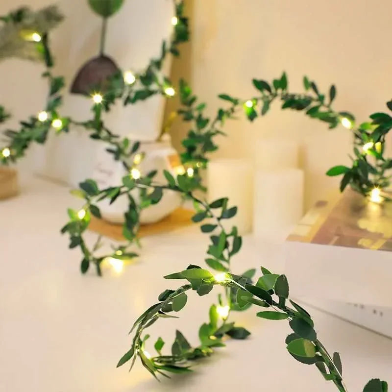 Ramadan Decoration 2025 LED String Lights 2M/5M/10M Maple Leaf Wedding Garland Christmas Fairy Light for Home Bedroom Wall Patio