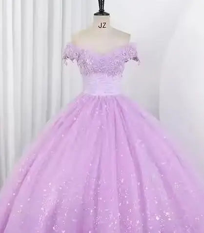 Shiny Wedding Gowns Sweet Boat Neck Wedding Party Ball Gown Off Shoulder Wedding Dresses Customized For Women