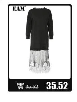 [EAM] Women Black Mesh Irregular Fish Spliced Big Size Blazer New Lapel Long Sleeve Jacket Fashion Spring Autumn 2026 CPG2902