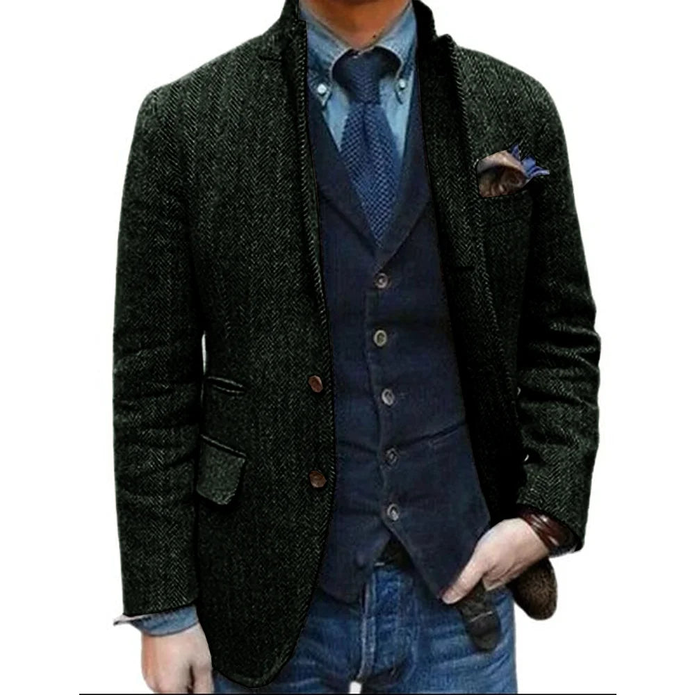 Wool Blazer for Men 3 Button Design Stand Collar Jacket Spring New Style, Men's Suit Jacket XS-5XL