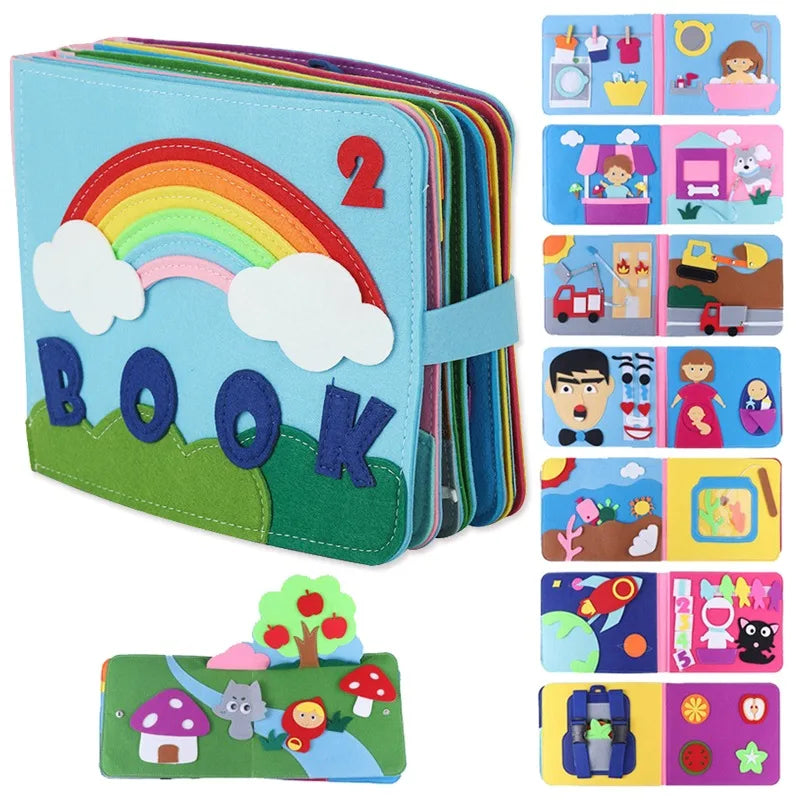 Baby Felt Quiet Books Busy Board Toddler Basic Life Skill Early Learning Education Toys Montessori Story Cloth Book For Boy Girl
