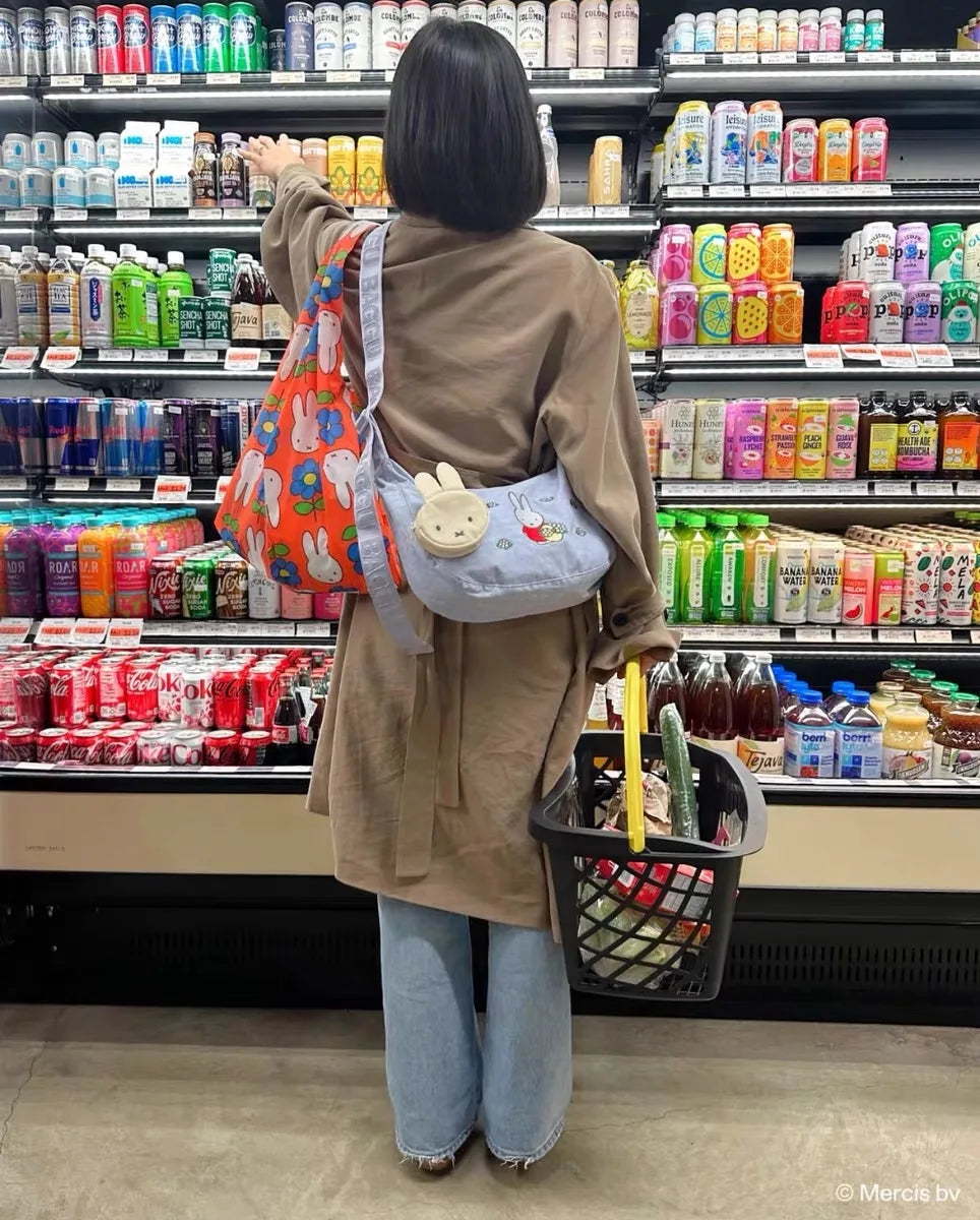 Miffy Embroidered Underarm Bag Cartoon Cute Shoulder Bag Large Capacity Handbag Kawaii Anime Printed Bag Holiday Gift