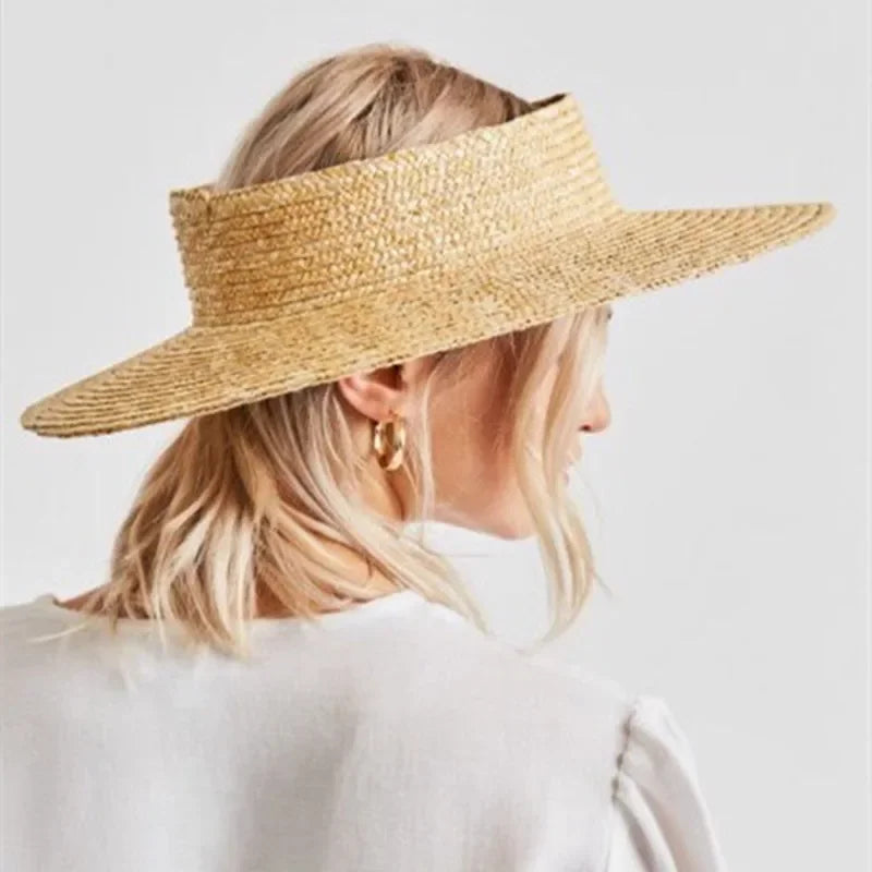 Summer Empty Top Round Sun Hats for Women Elegant Wide Large Brim Beach Straw Hat Casual Panama Caps Uv Protection Cap Sombrero
