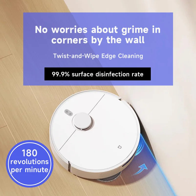 【Xiaomi】 Robot Vacuum H40, 10,000 Pa Powerful Aspiration, Ultra-Accurate Cleaning with Navigation LDS, 2-in-1: Vacuum and Wash