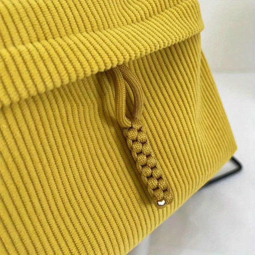 Backpack Solid Color Corduroy Backpack Handbag Rucksack Small School Bags Commuting Simple Student Book Bags Autumn Winter