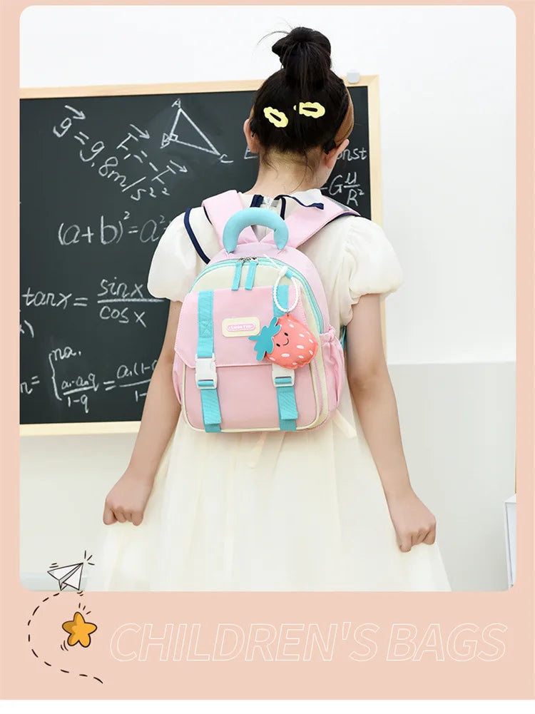 New Large-capacity Backpack Children Kindergarten Backpack Boys Girls Kids Load-reducing Color-blocking Double-shoulder Bag