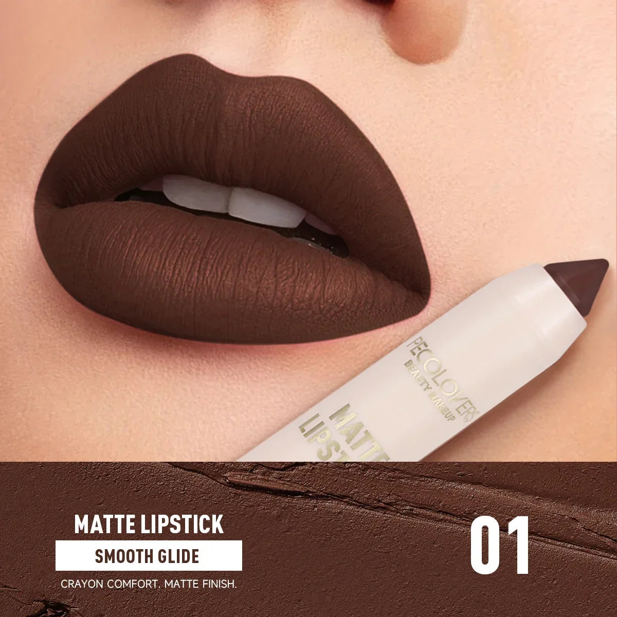 1PC Waterproof Matte Lipstick Pen-Long-Lasting, Waterproof, Moisturizing Formula in Various Shades of Pink, Red, and Nude