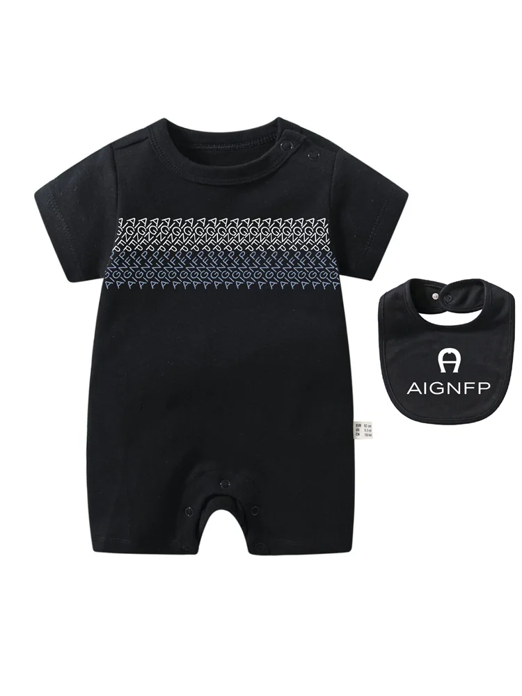 Trend Baby Clothes %100 Cotton Newborns Jumpsuit 2025 Hot Sale New Toddler Boy Rompers Soft Bib scarf Burp cloth Infant 2Pcs Set