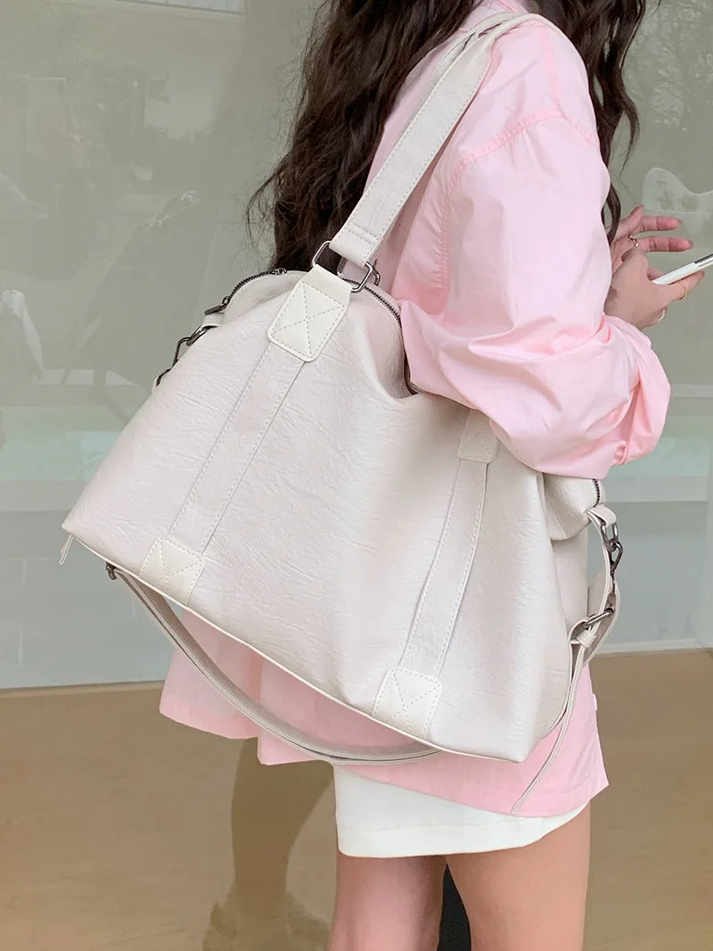 Fashion Tote Bag Leather Women Bag Simplicity Handbag Solid Vintage Shoulder Messenger Bag for Ladies