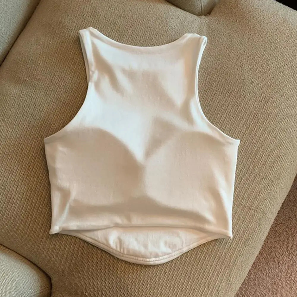 Summer Women Tank Tops Camisole  With Padded Bra Solid Color Sexy Off Shoulder O Neck Elastic Sport Vest  Push Up Base Shirt