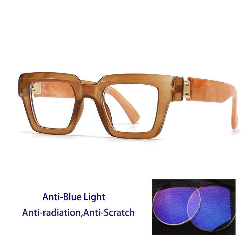 Brand Design Retro Reading Glasses for Man and Women Fashion Luxury Legs Large Size Square Presbyopic Eyewear Dioptric 0 to +6.0