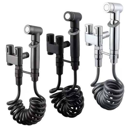 Toilet Cleaning Bidet Toilet Sprayer Set Water Portable Handheld Bidet Sprayer Shower Double Outlet Angle Valve Accessories