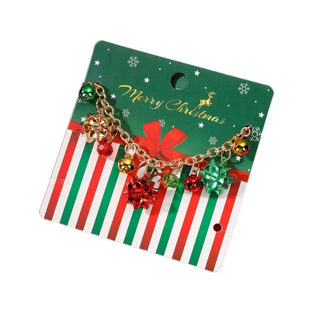 Sweet Necklace Christmas Bell Jewelry Set Bracelet Colorful Bell Xmas Clavicle Chain Earrings Jewelry Accessories Women