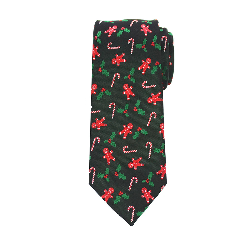Silk Men Tie for Christmas Necktie Xmas Festival 8cm Red Green Blue Snow Santa Reindeer Jacquard Woven Tie For Men Christmas Gif