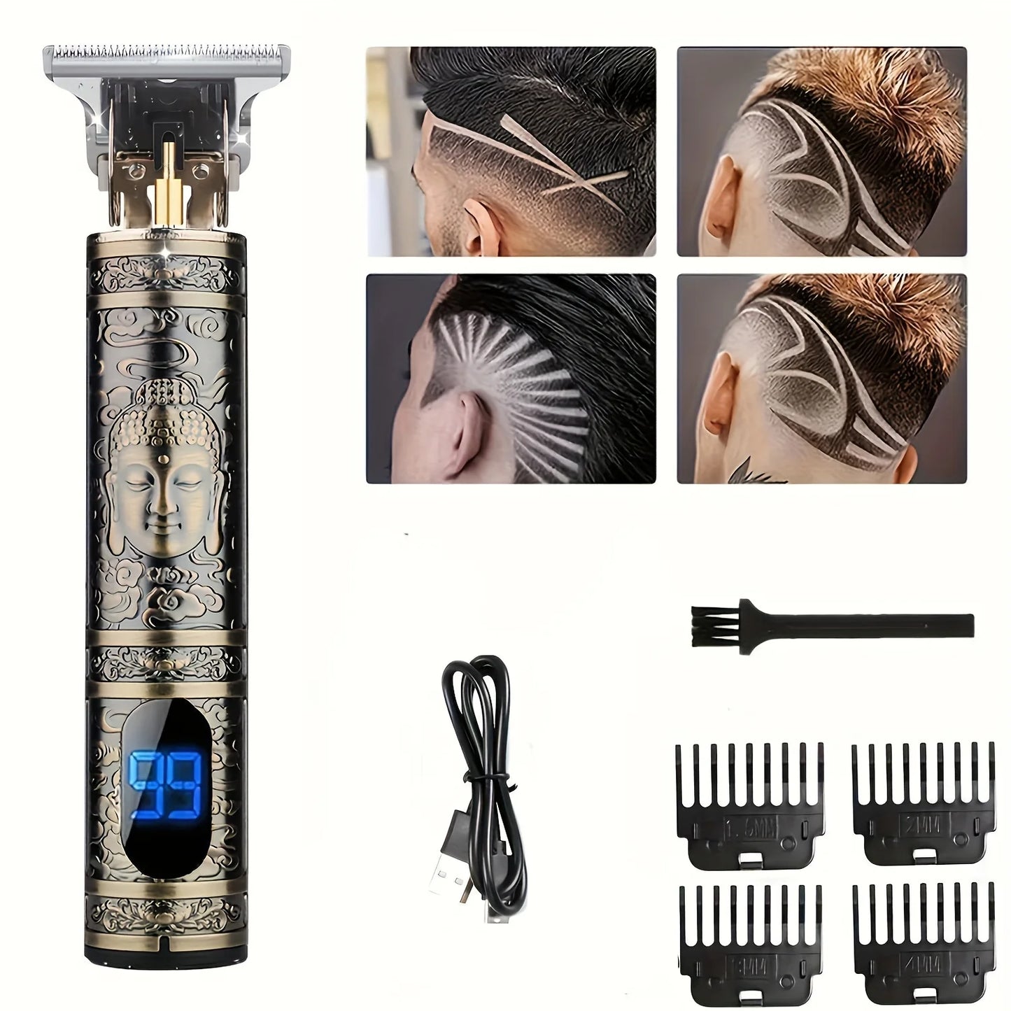 Electric Hair Clipper With LCD Display Oil Head Hair Cutting Machine Hair Beard Trimmer Rechargeable USB Shaver For Men Father