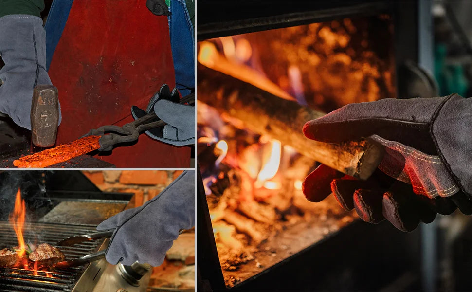 Welding Gloves,Tig/Mig Welding Glove,BBQ Oven Glove,guantes para soldar, Heat- Insulated Mittens