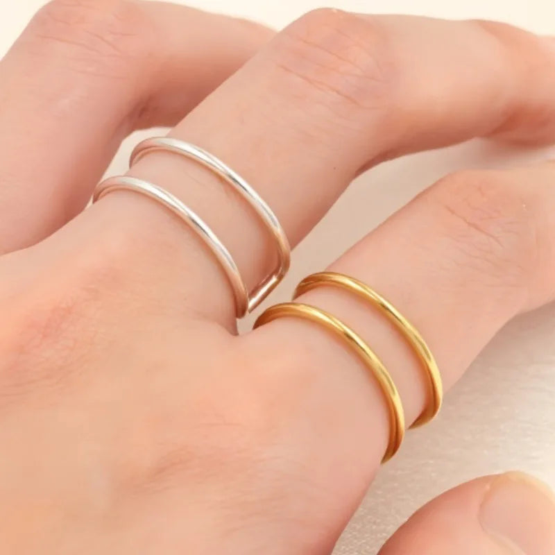 Sterling Silver Double Layer Adjustable Rings for Women, Boho Jewelry, Minimalist Knuckle Ring