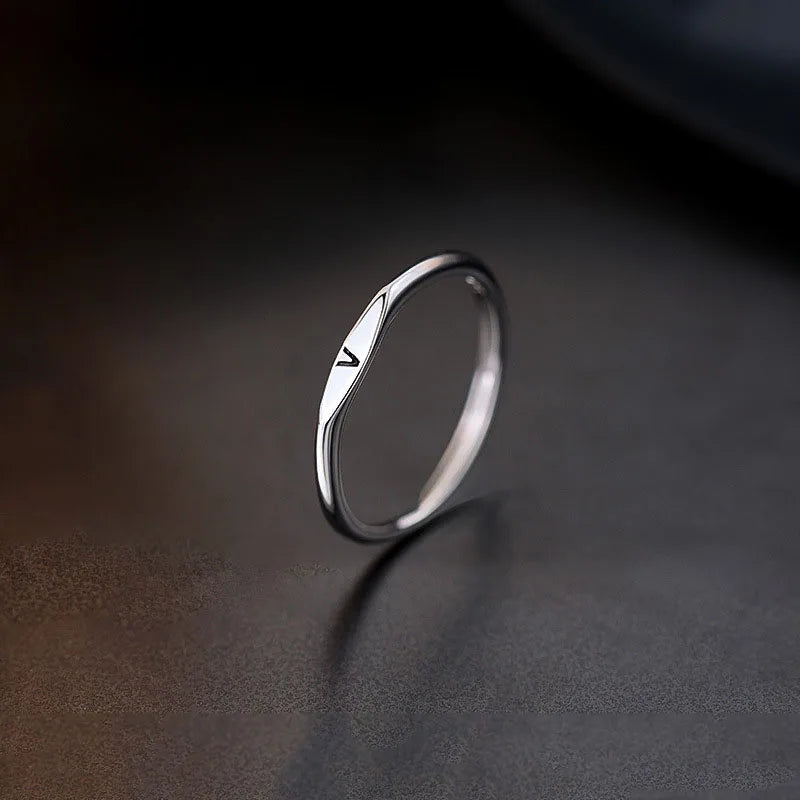 New 925 Sterling Silver Letter Ring Charm Personality Simple Style Woman Ring Birthday Gift for Friends Exquisite Jewelry