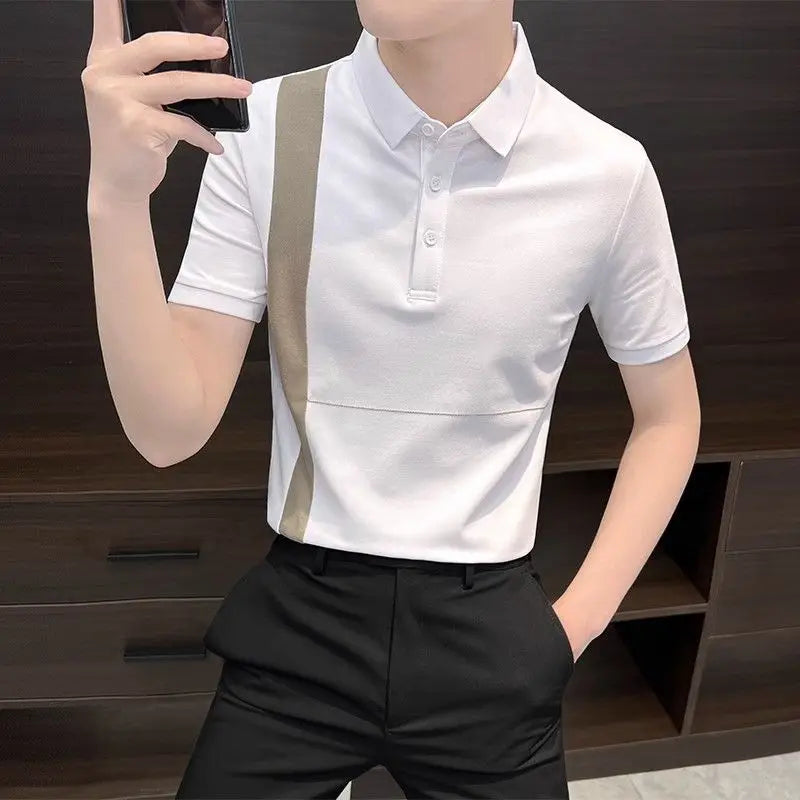 Summer Men's Clothing 2025 New Summer Top Cool and Stylish Ice Silk Trendy Brand Polo Shirt