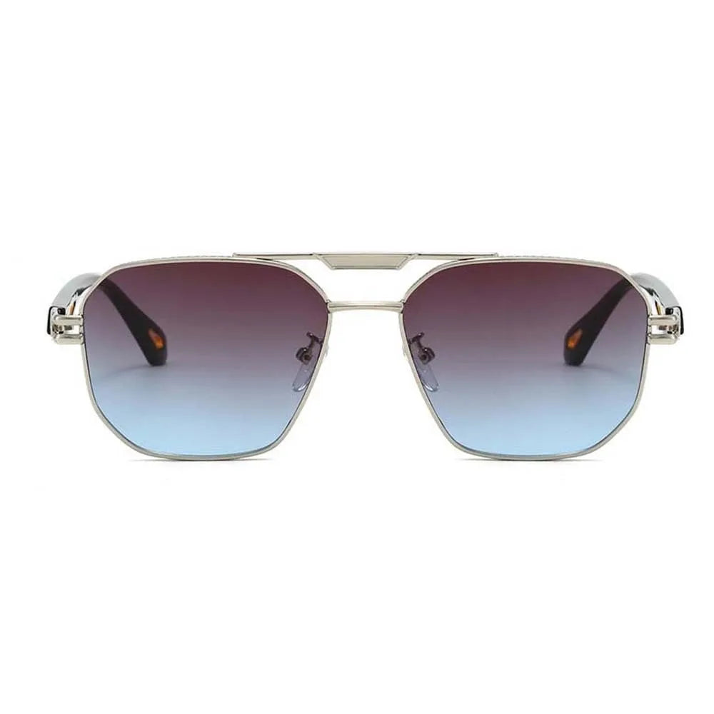 Retro Double Bar Sunnies Square Frame Sunshade Eyewear Unisex Polarizing Lens Sunglasses PC Decorative Anti-UV Glasses Summer