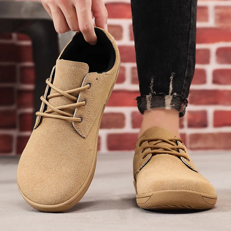 Barefoot Men's Sneakers With Wide Toe Nose Feet Minimalist Cow Suede Leather Upper Casual Man Shoes Footwear For Woman