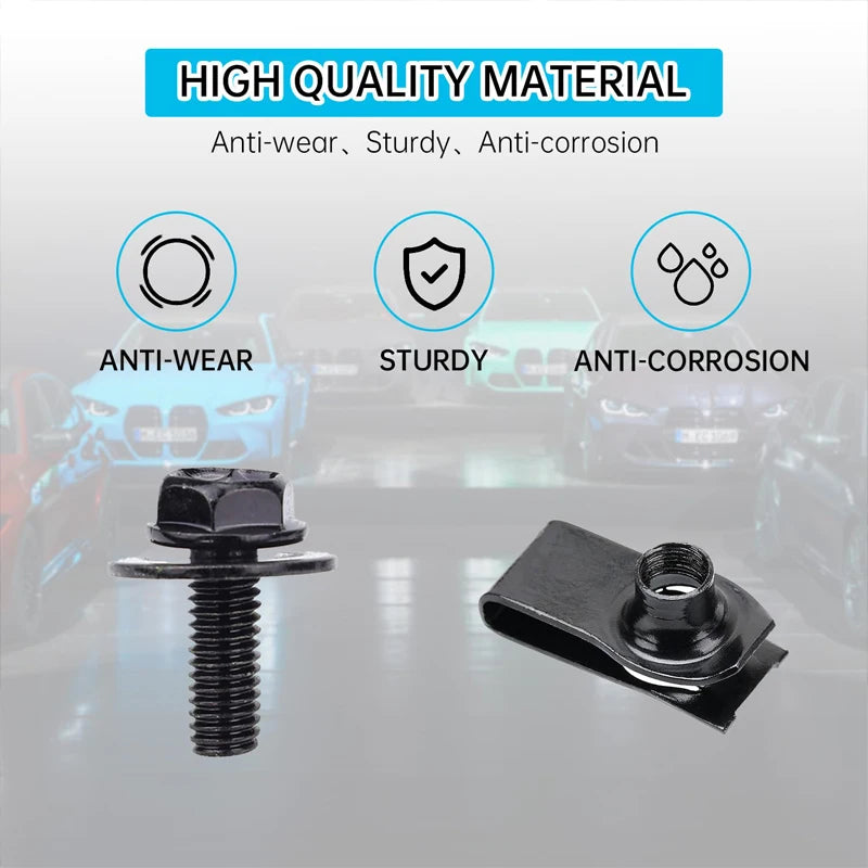 Car Body Bolts U-nut Clips Engine Cover Undertray Splash Shield Guard Bumper Fender Liner Retainer Fastener Rivet Screws