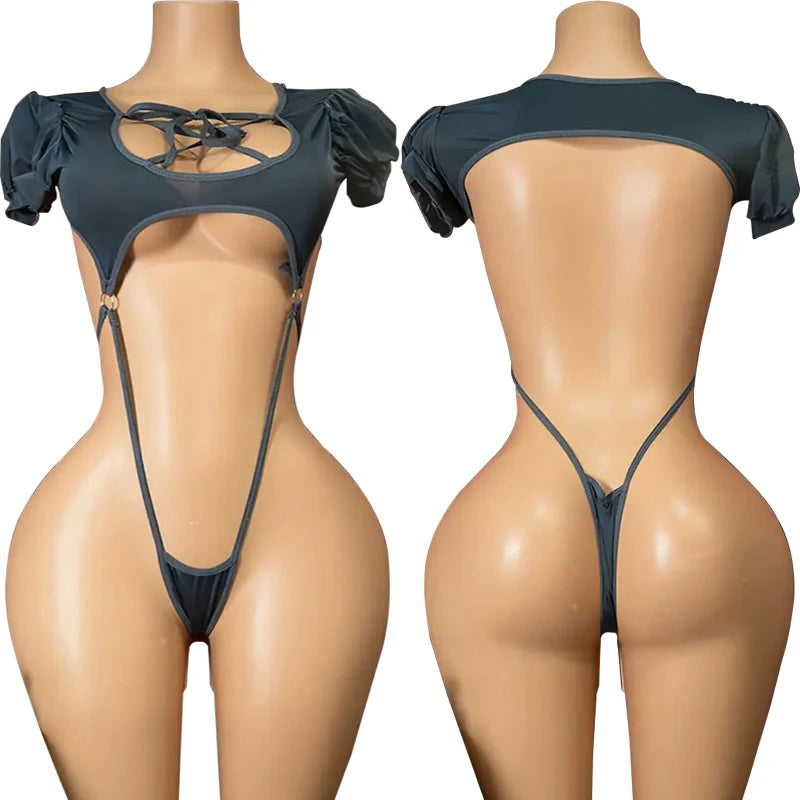 Lingerie Set Hot Sexy Bodysuit Woman Lace Hollow Bra Sets Deep V Halter Neck Babydoll Dress Erotic Underwear One Pieces Lenceria