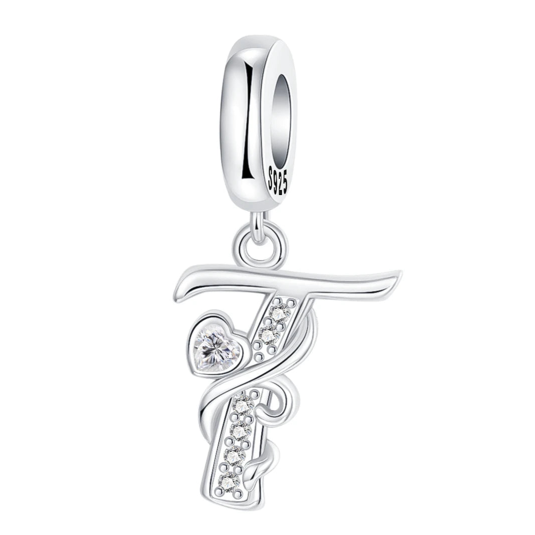 925 Sterling Silver  A-Z 26 English Letters Retro Fashion Pendant Fit Original Bracelet Charm Beads Necklace Diy Female Jewelry