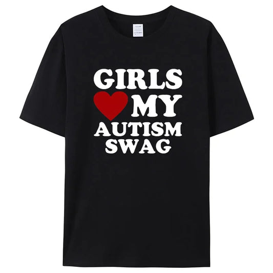 Girls Love My Autism Swag Funny Autistic Boy Gifts Awareness T Shirts Graphic Streetwear Short Sleeve Gifts Ideas T-shirt Men