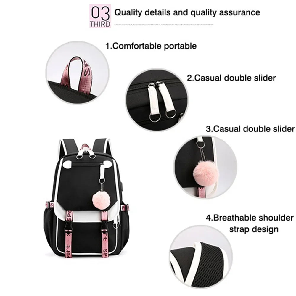 Cat Anime Cartoon School Bag New Fashion Backpack Back To School Cute Kawaii Backpack School Bags for College Student Mochila